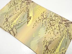 未使用品　本場筑前博多　橋に松模様織り出し　名古屋帯